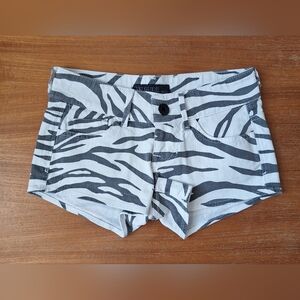 Guess Womens Zebra Print Jean Shorts Y2K Denim Low Rise Micro Daisy Dukes NEW XS